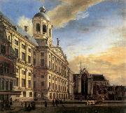 HEYDEN, Jan van der Amsterdam, Dam Square with the Town Hall and the Nieuwe Kerk Norge oil painting reproduction